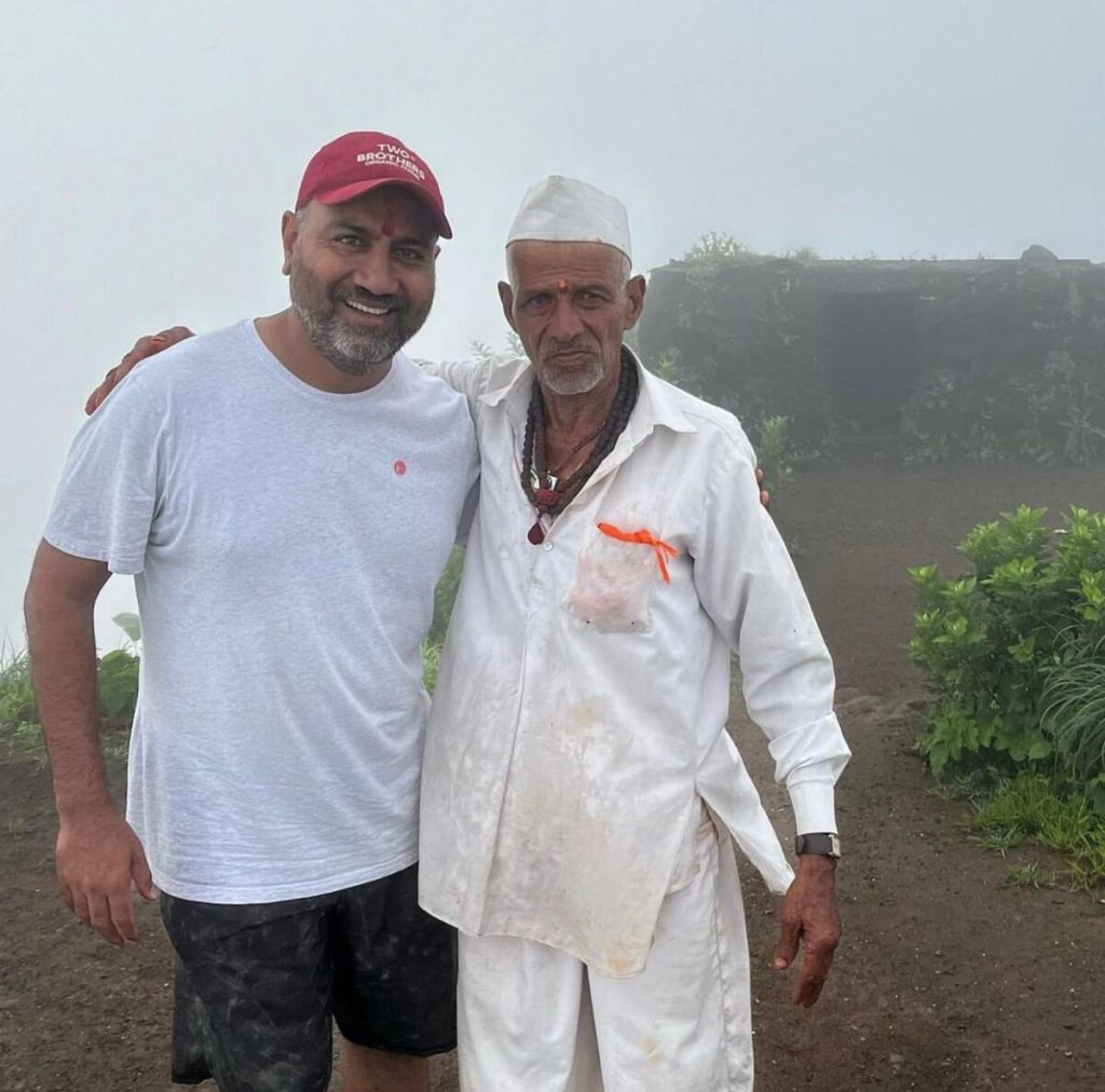 Satyajit with a farmer