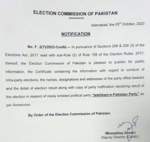 Ishtehkam-i-Pakistan Party (IPP) Registered Political Party